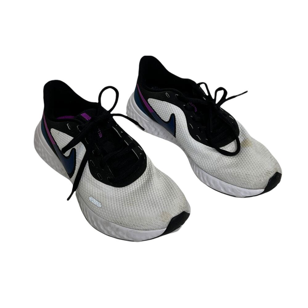 Nike Women's Running Shoes Revolution White Sneakers‎ Lace-Up Canvas Size 6
